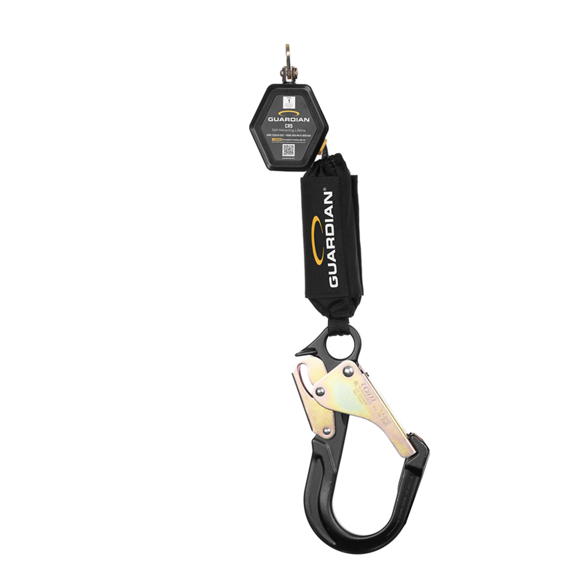 Guardian Fall Protection CR5 Web Personal Self-Retracting Lifeline — 6ft., Aluminum Rebar Hook, Class 1, ANSI and OSHA Compliant, Model# 1400202